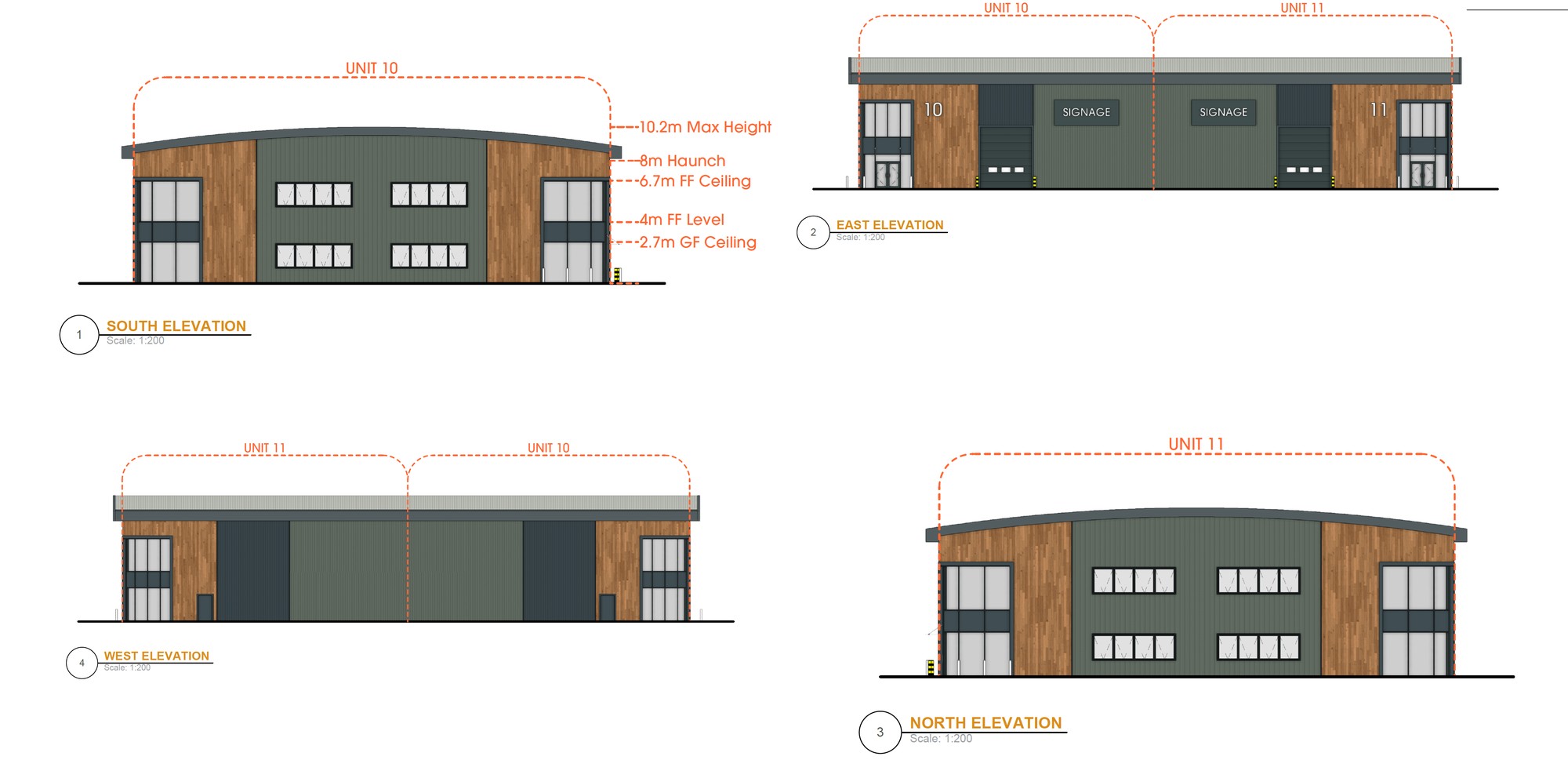 Units B10-11 elevations