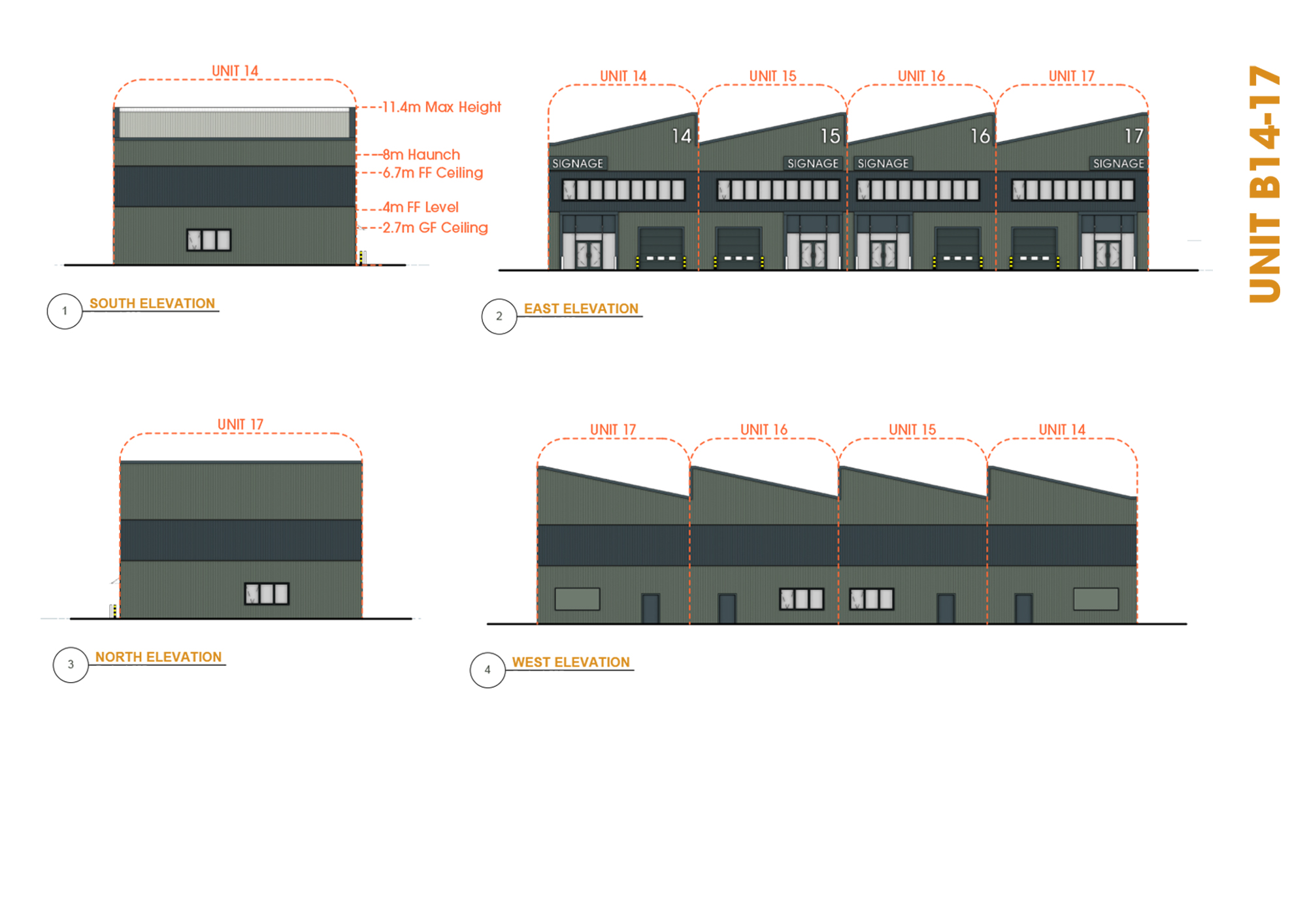 Units B14-17 elevations