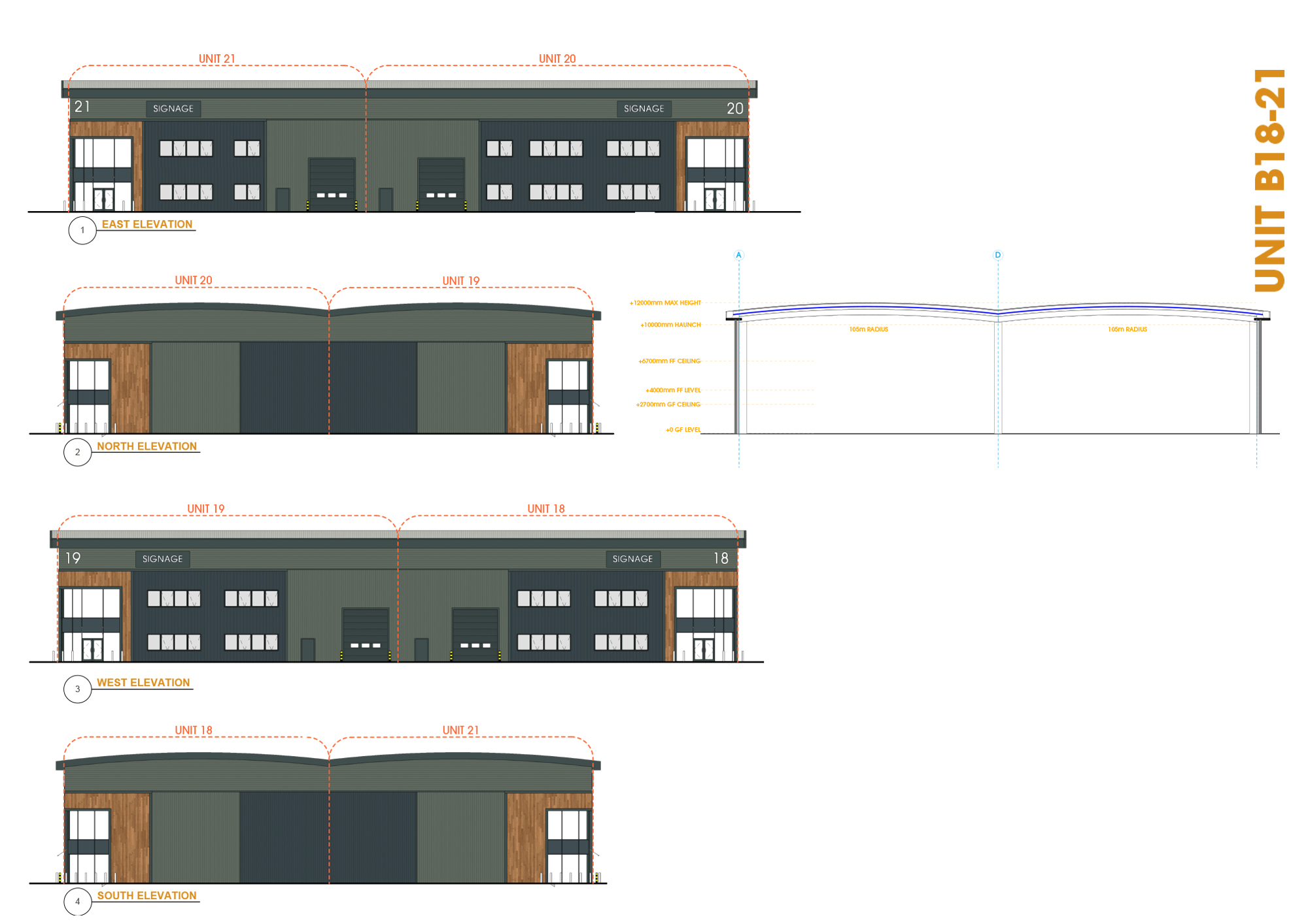 Units B18-21 elevations