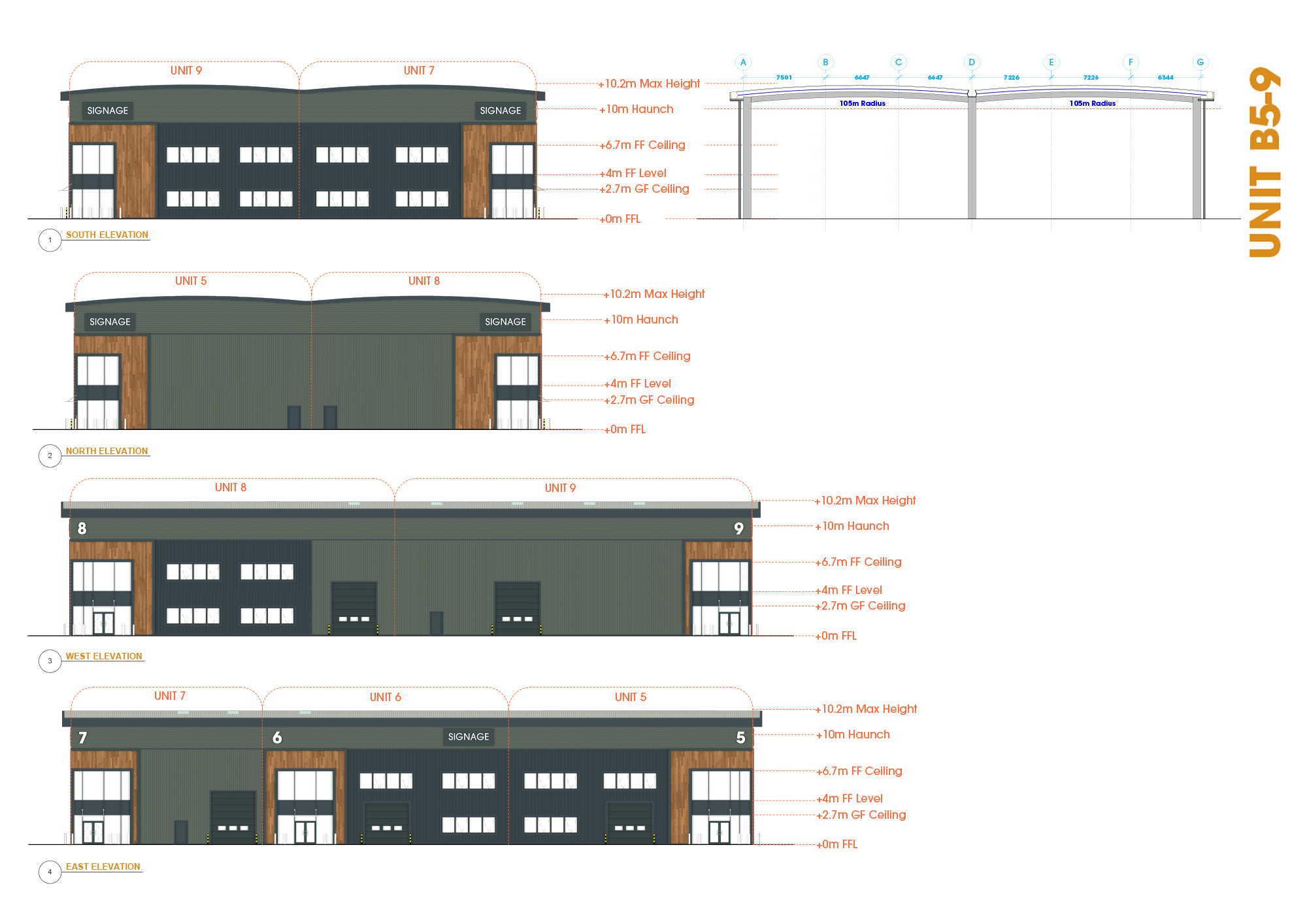 Units B5-9 elevations