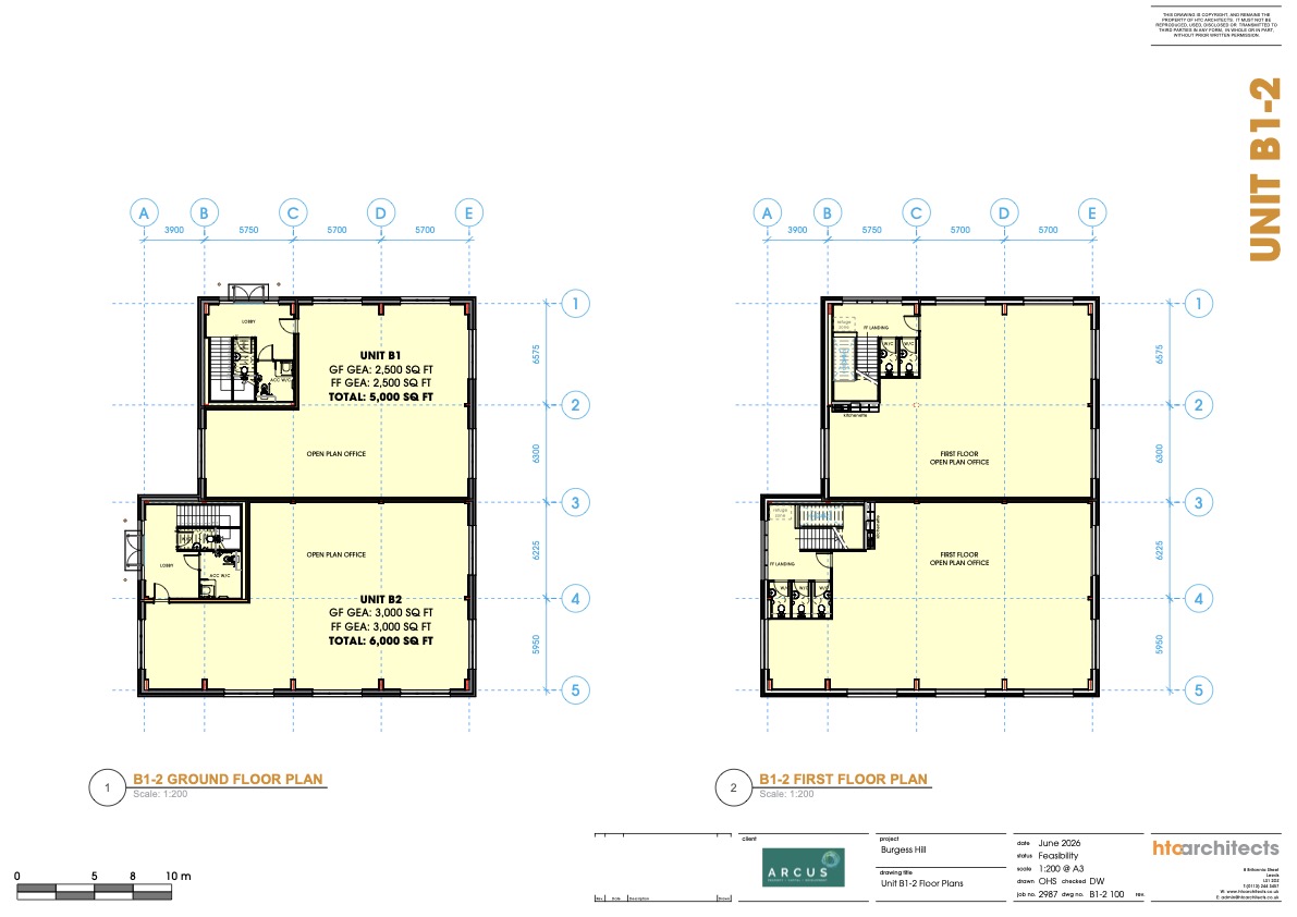 Offices Unit B1-2 — ground and first floor plans